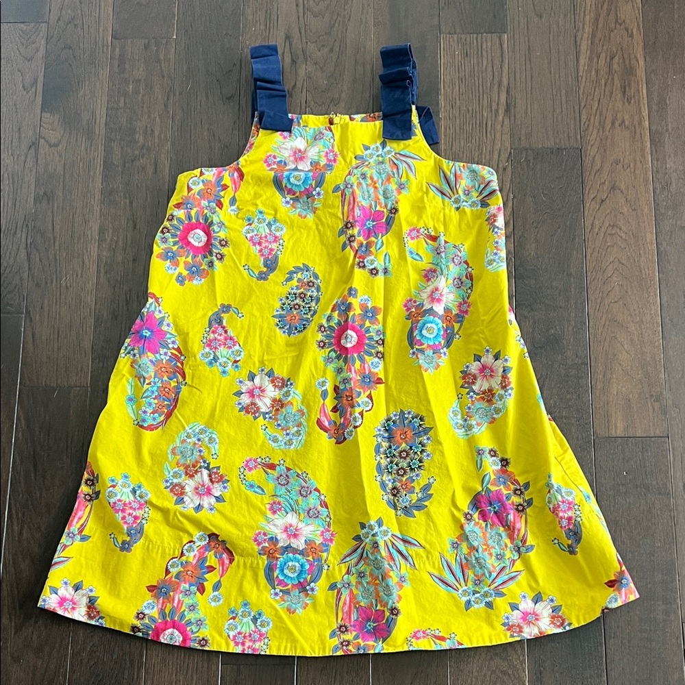Maeve Yellow Floral Paisley Sundress with Navy Straps